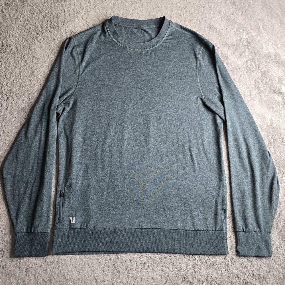 Vuori Ponto Performance Crew Sweatshirt Mens Large Green Long Sleeve Zip Pocket